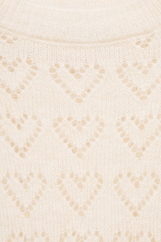 Pull-over détails ajourés cœurs - Ecru