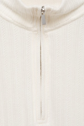 Pull-over maille zippé - Blanc cassé