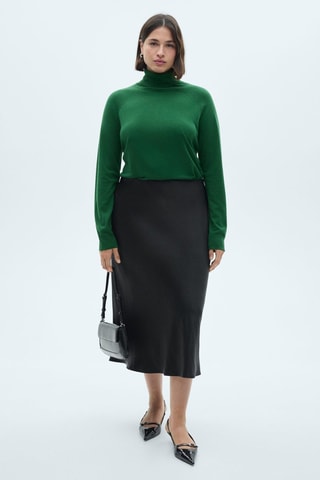 Pull-over maille fine col roulé - Vert foncé