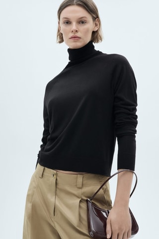 Pull-over maille fine col roulé - Noir