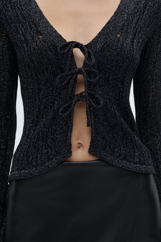 Cardigan Lurex noeuds - Noir