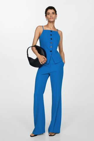 Gilet emmanchures américaines boutons - Bleu