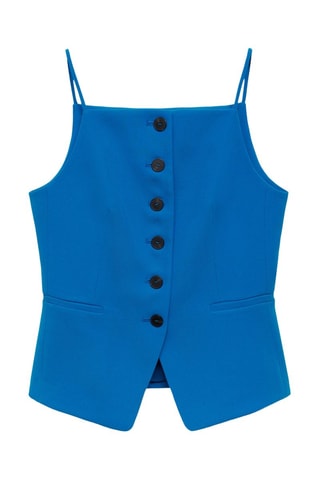Gilet emmanchures américaines boutons - Bleu