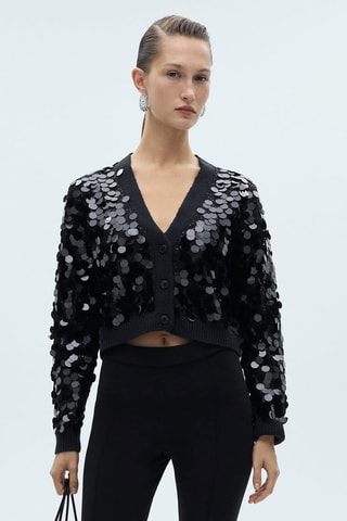 Cardigan maille sequins - Noir