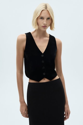 Gilet velours crop - Noir