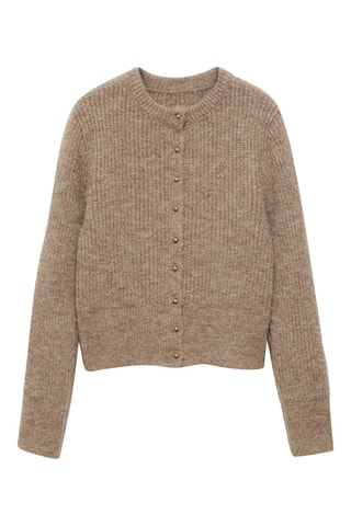 Cardigan maille boutons bijoux - Sable