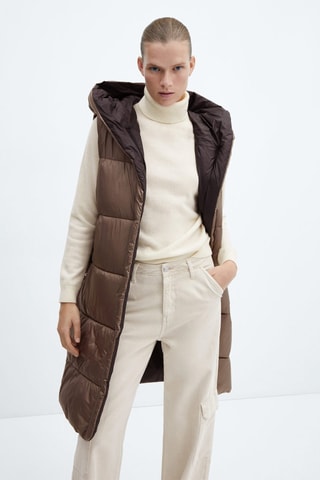 Gilet matelassé long - Marron