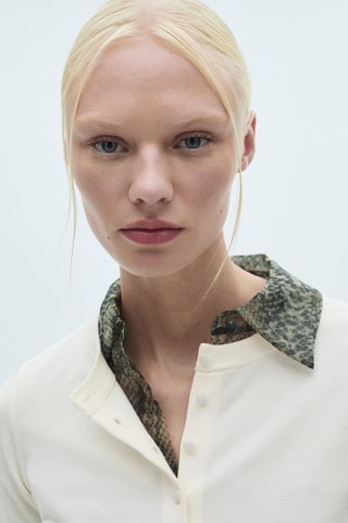 Cardigan maille fine - Écru