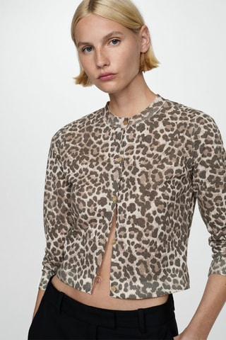 Cardigan maille léopard - Marron