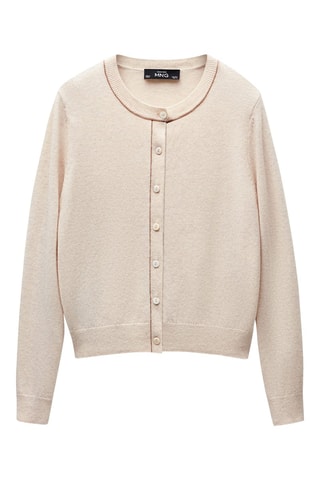 Cardigan 100 % laine coutures décoratives - Beige