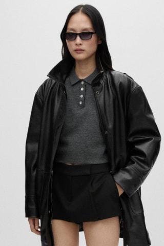 Gilet laine boutons - Gris foncé chiné