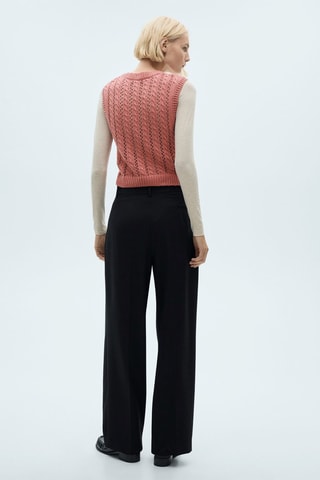 Gilet maille détails ajourés - Rose pâle