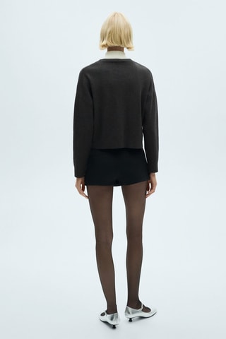 Cardigan maille col V - Gris foncé chiné