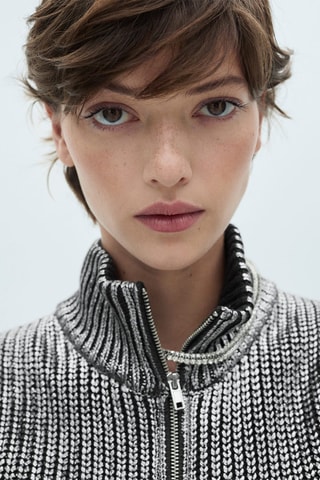 Gilet foil col montant - Argenté