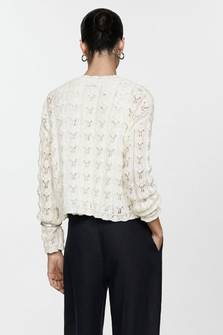 Cardigan maille crochet - Blanc cassé