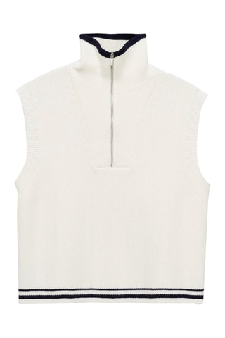 Gilet maille fermeture Éclair - Écru