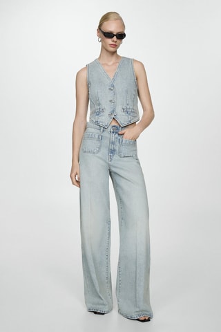 Gilet jean coutures - Bleu