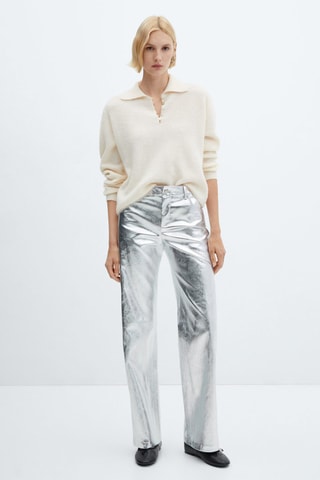 Pantalon wideleg métallisé - Argenté