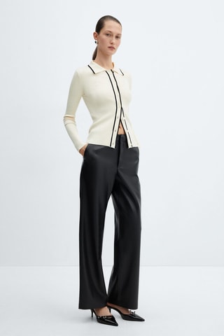 Pantalon taille haute similicuir - Noir