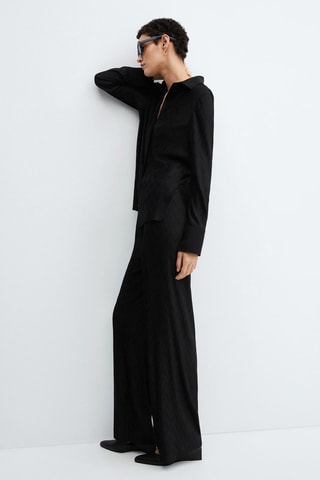 Pantalon wideleg texturé - Noir