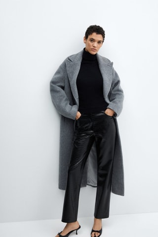 Pantalon droit effet imprimé animal - Noir