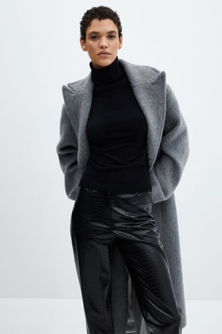 Pantalon droit effet imprimé animal - Noir