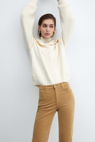 Pantalon flare crop velours câtelé - Marron moyen