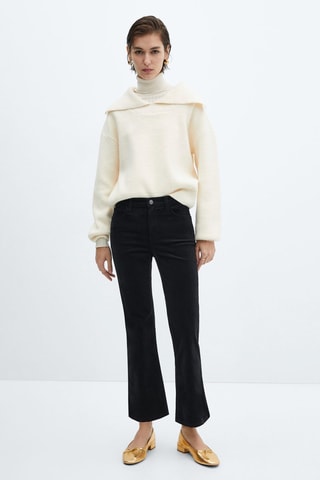 Pantalon flare crop velours câtelé - Noir