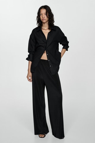 Pantalon palazzo plissé - Noir