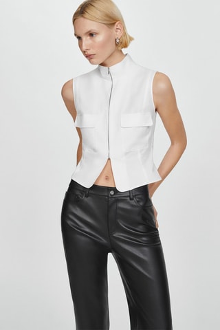 Pantalon droit similicuir - Noir