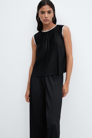 Pantalon wideleg plissé - Noir