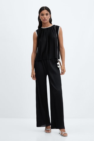 Pantalon wideleg plissé - Noir