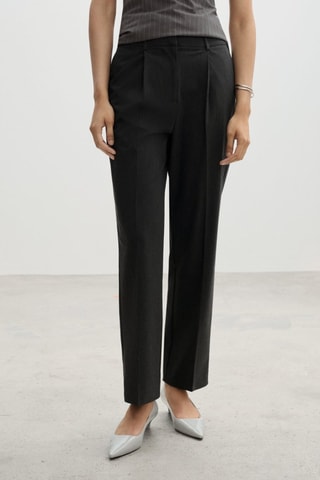 Pantalon droit pinces - Gris