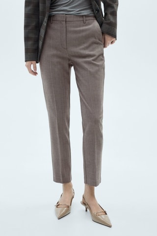 Pantalon skinny taille normale - Beige et marron