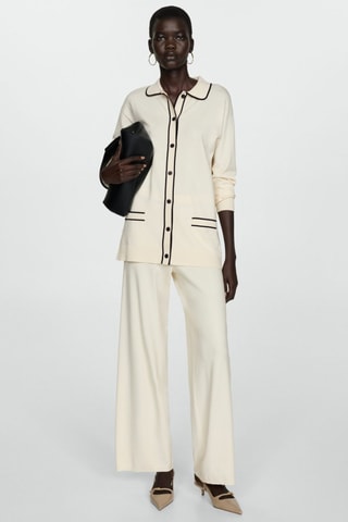 Pantalon droit maille - Écru et noir