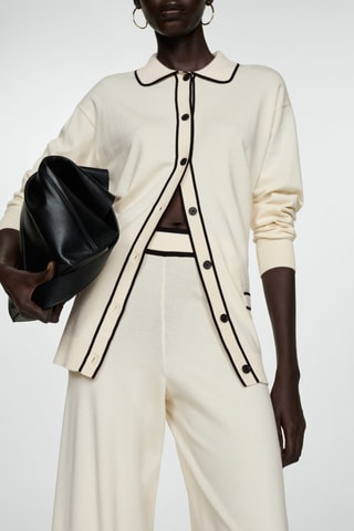 Pantalon droit maille - Écru et noir