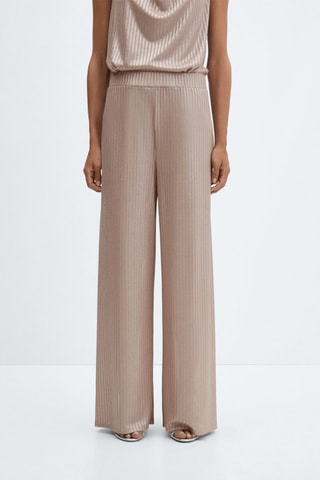 Pantalon wideleg taille élastique - Doré