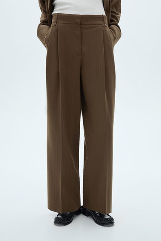 Pantalon à fines rayures - Olive