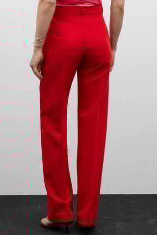 Pantalon droit coutures décoratives - Rouge