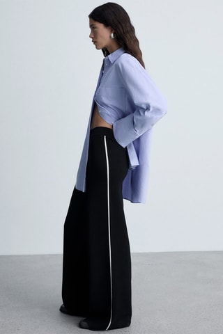 Pantalon droit rayure contrastée - Noir