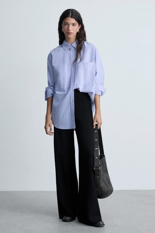 Pantalon droit rayure contrastée - Noir