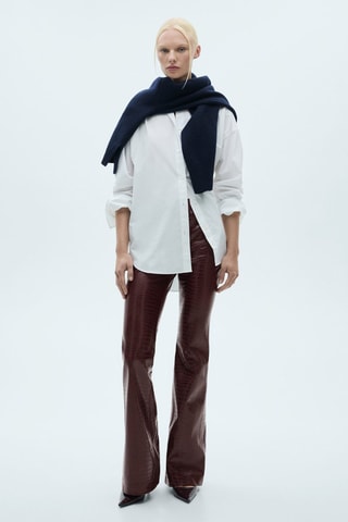 Pantalon flare effet serpent - Bordeaux