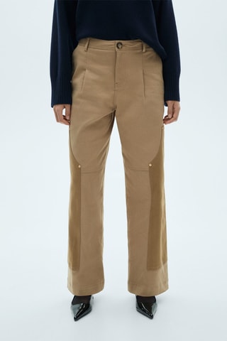 Pantalon empiècements contrastants - Beige