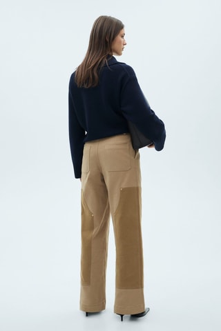 Pantalon empiècements contrastants - Beige