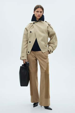 Pantalon empiècements contrastants - Beige