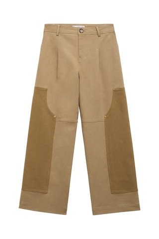 Pantalon empiècements contrastants - Beige