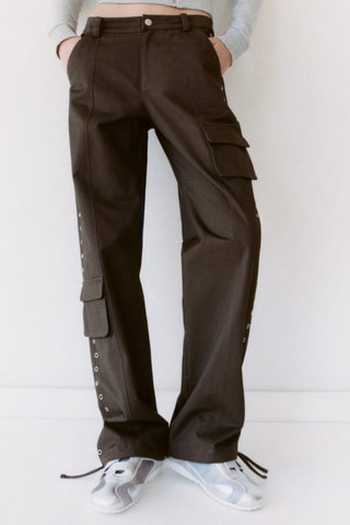 Pantalon parachute clouté - Gris