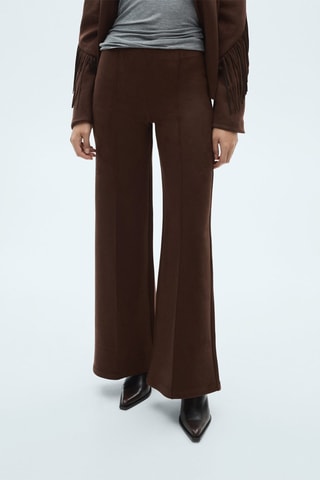 Pantalon wideleg similicuir - Marron