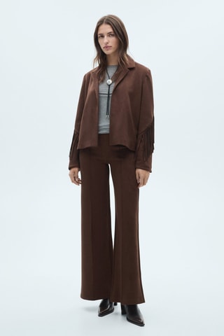 Pantalon wideleg similicuir - Marron