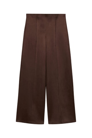 Pantalon wideleg similicuir - Marron